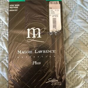 Maggie Lawrence Vintage Black Lycra Sheer Pantyhose Size 1X-2x New